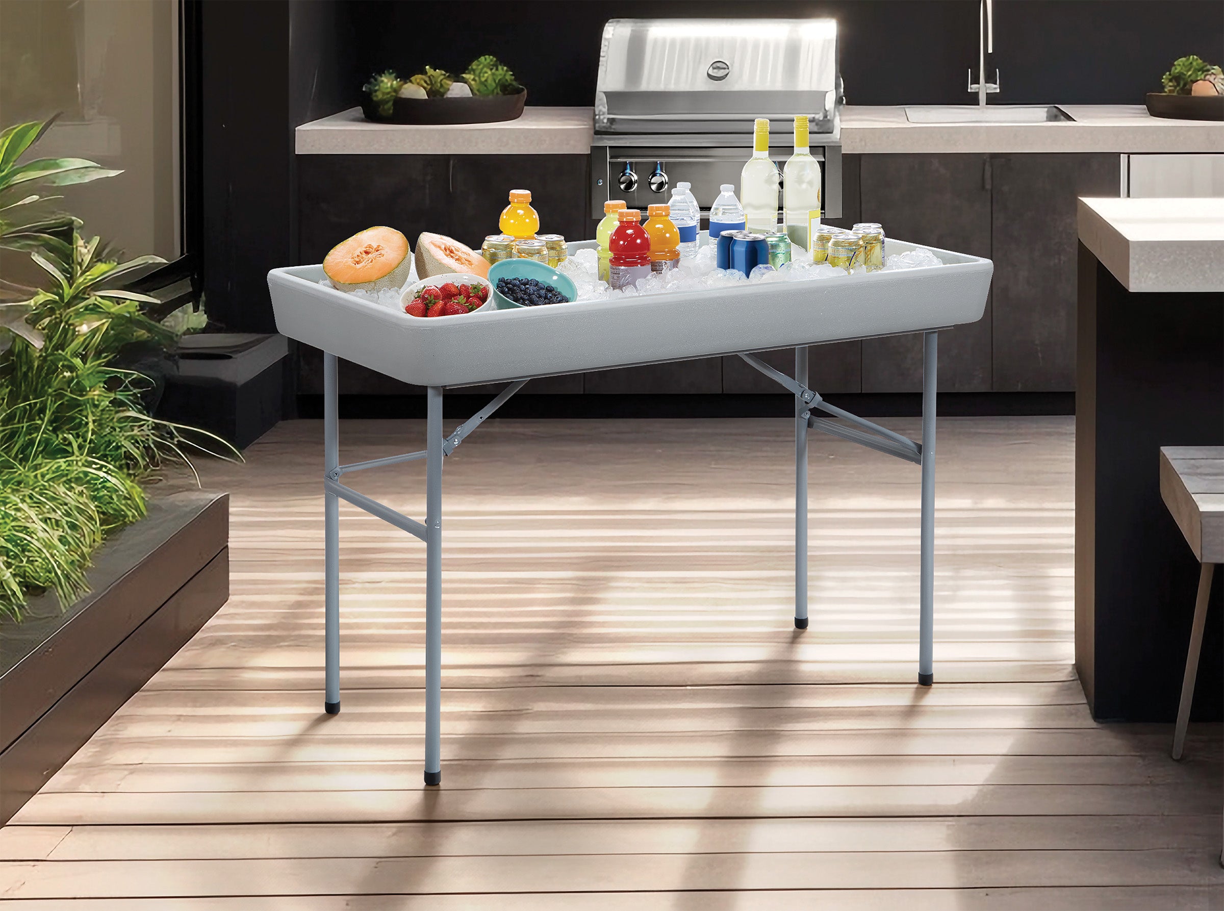 Folding Beverage Ice Cooler Table